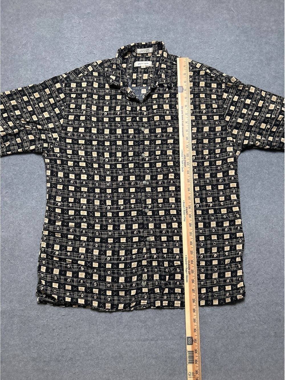 Vintage Pierre Cardin Black and Beige Rayon Button-Up Shirt Large - Picture 5 of 5